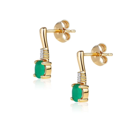 Złote kolczyki z diamentami i szmaragdami