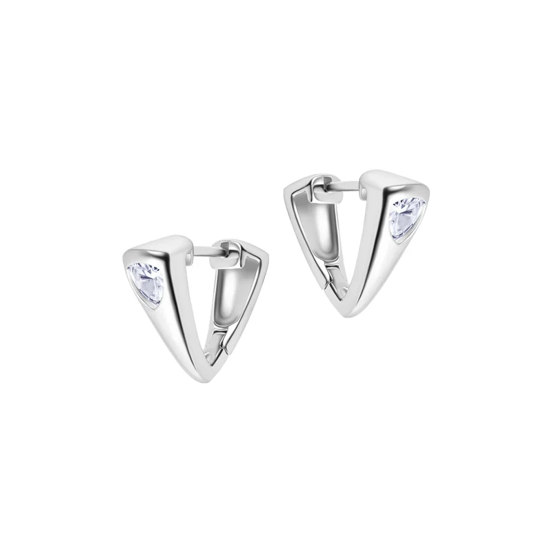 Kolczyki srebrne wiszące trójkątne z cyrkonią