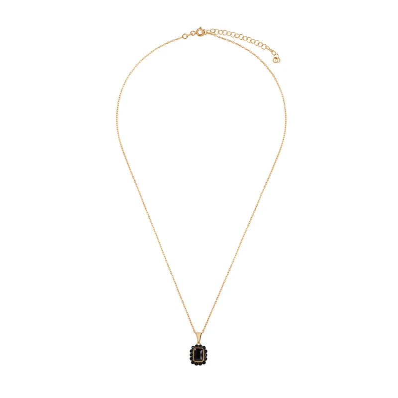 Naszyjnik pozłacany z zawieszką z czarnymi cyrkoniami