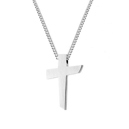 Naszyjnik męski ze stali szlachetnej z krzyżem