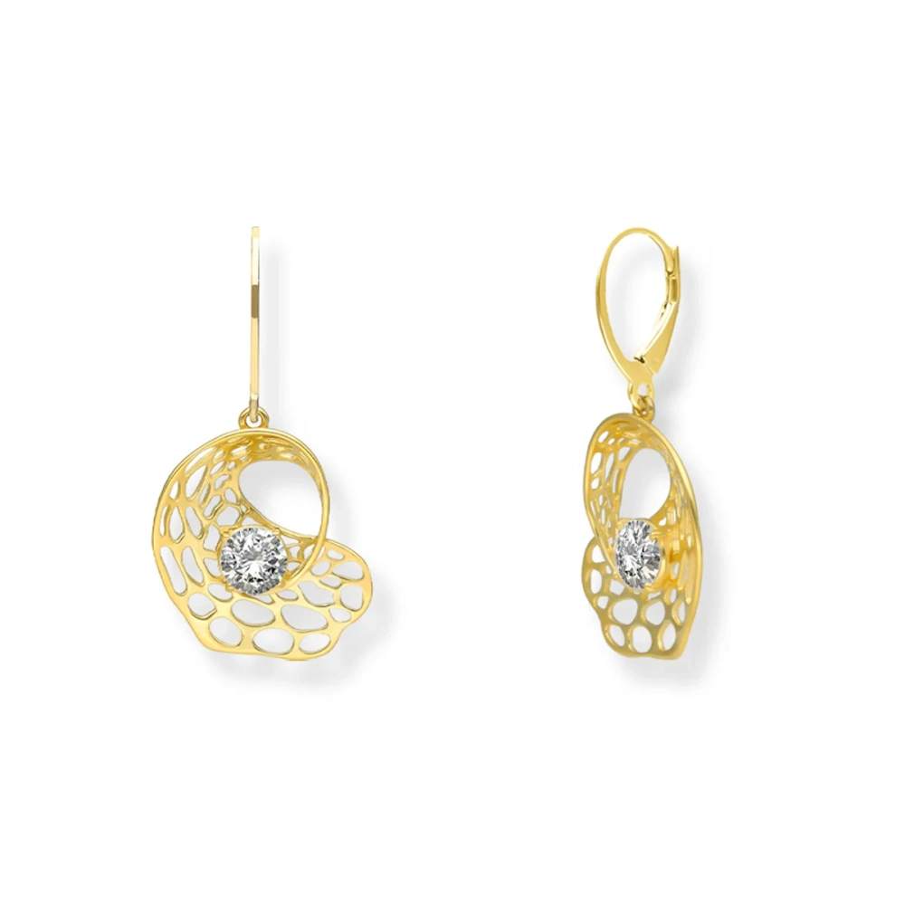 Kolczyki pozłacane ażurowe z cyrkonią