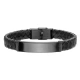 Bransoletka ze stali szlachetnej czarna na plecionej skórze