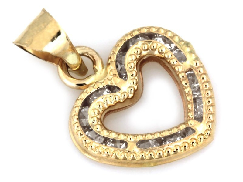 Zawieszka złota serduszko z cyrkoniami