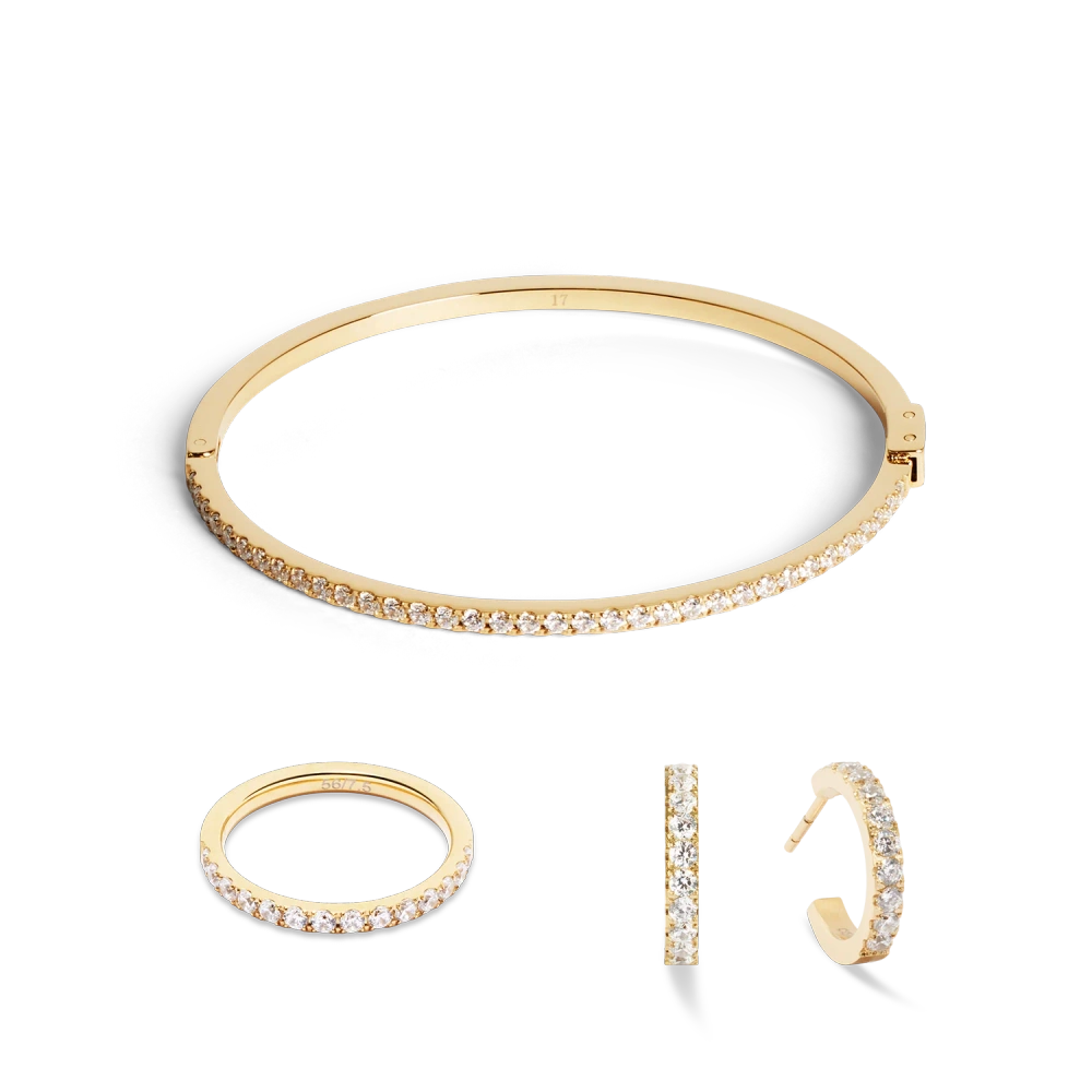 Kolczyki kółka z cyrkoniami pozłacane