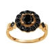 Pierścionek pozłacany z czarnymi cyrkoniami