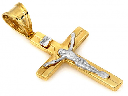 Złoty krzyżyk zawieszka z postacią Jezusa