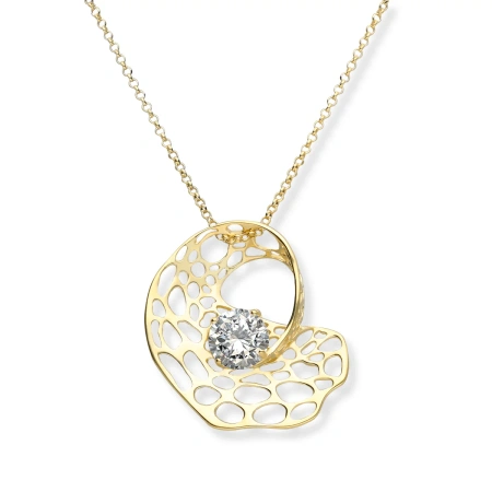 Zawieszka pozłacana ażurowa z cyrkonią