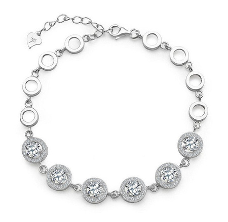 Bransoletka srebrna z okrągłymi cyrkoniami