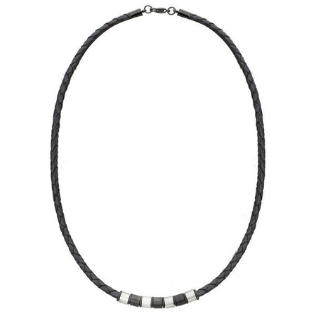 Męski naszyjnik skórzany stal