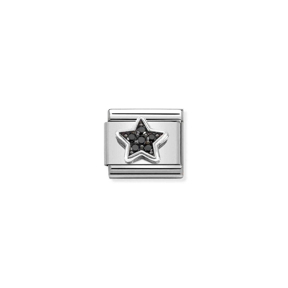 Element link do bransoletek Nomination Composable Stal + Srebro 925 Black Star