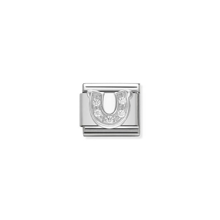 Element link do bransoletek Nomination Composable Stal + Srebro 925 podkowa z cyrkoniami