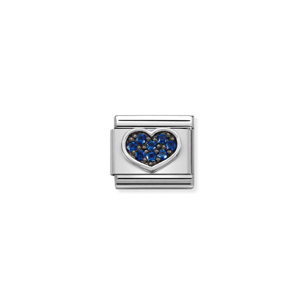 Element link do bransoletek Nomination Composable Stal + Srebro 925 serce niebieskie cyrkonie