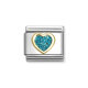 Element link do bransoletek Nomination Composable Stal + Złoto 18k blue heart serce turkusowe