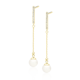 Kolczyki wiszące z perłami srebro pozłacane cyrkonie
